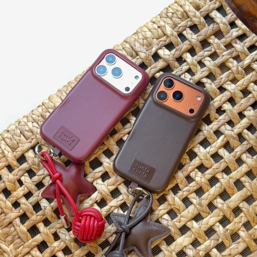 Apple Iphone Leather Star Pendant Mobile Phone Case (Exclusive)