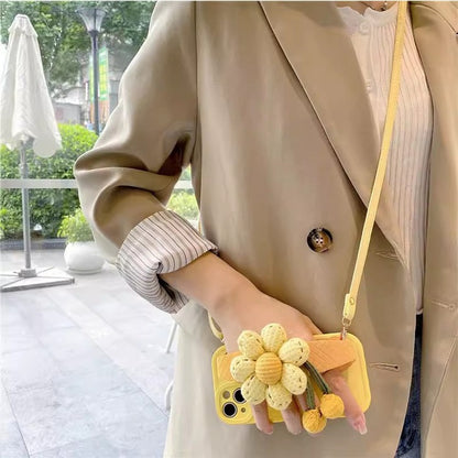 Apple Iphone Lemon yellow flower wristband lanyard Case (Exclusive)