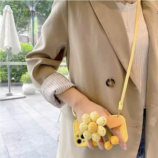 Apple Iphone Lemon yellow flower wristband lanyard Case (Exclusive)