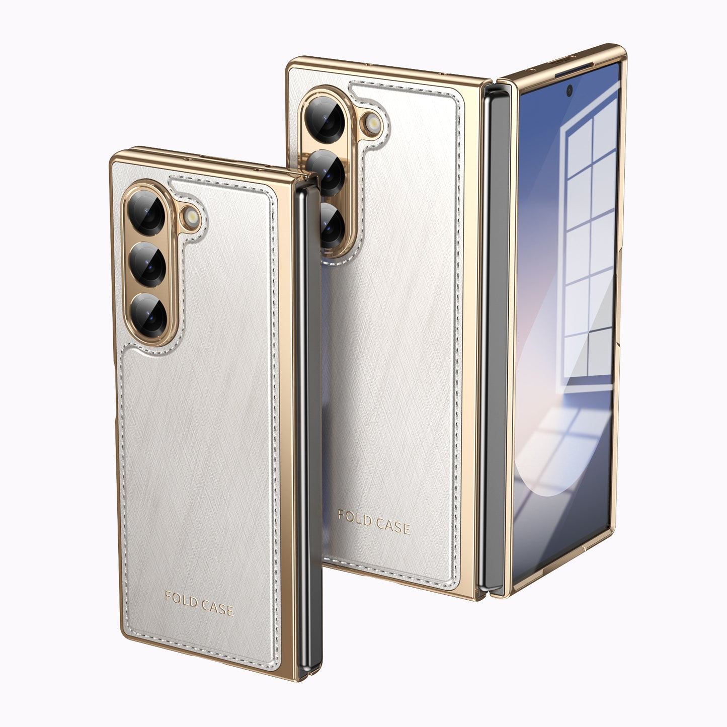 Samsung Fold series Leather Texture Gold-Plated Electroplated Folding Phone Case (Exclusive)