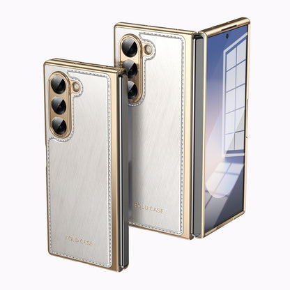 Samsung Fold series Leather Texture Gold-Plated Electroplated Folding Phone Case (Exclusive)
