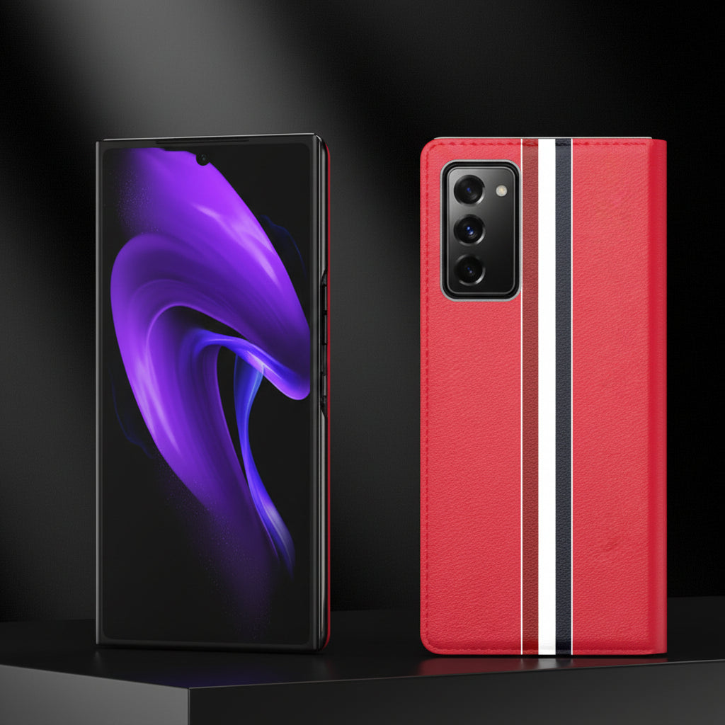 Samsung Z fold series covers With Leather Texture and Stand  (Exclusive)