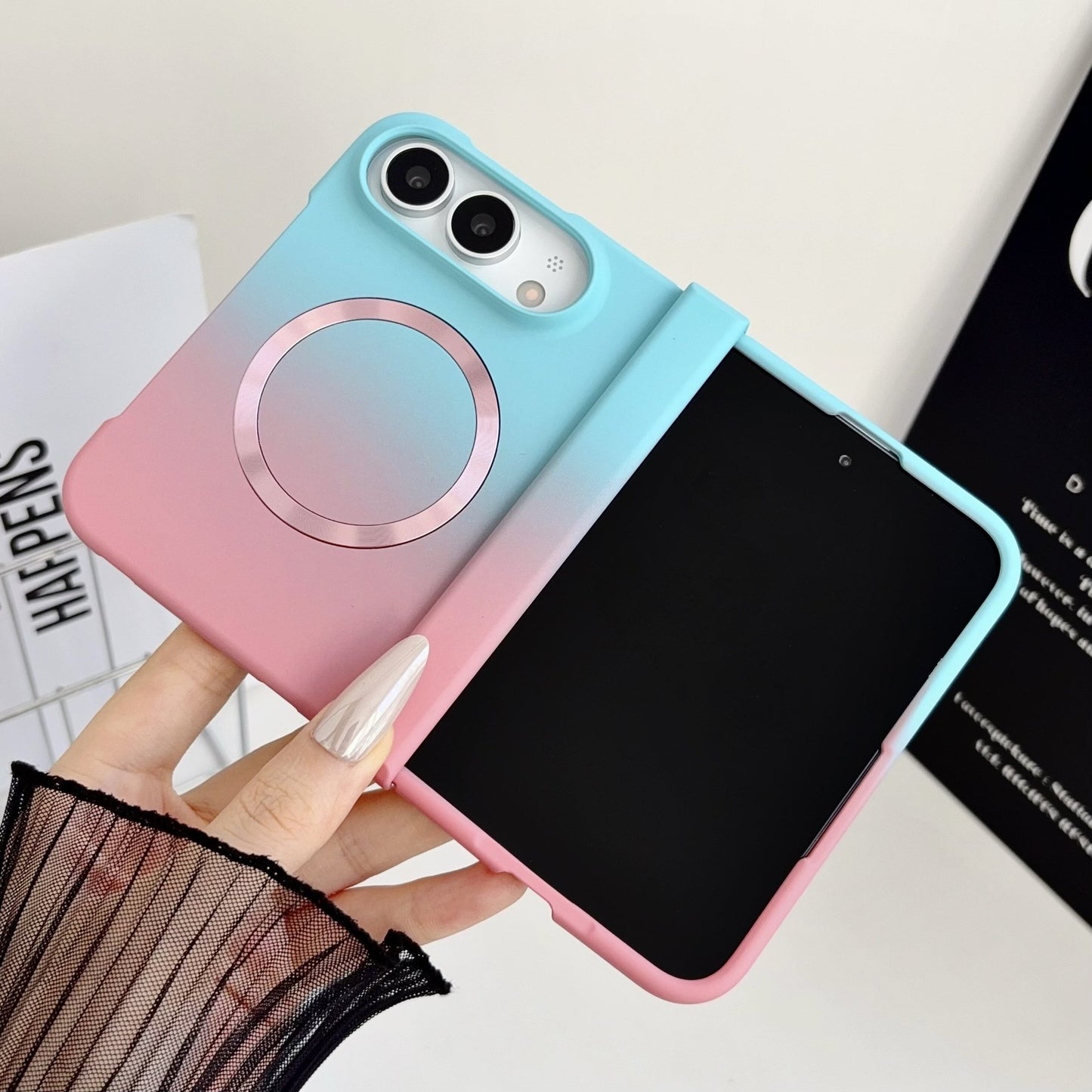 Apple Iphone Ultra Fold Liquid gradient magnetic folding three-piece case (Exclusive)