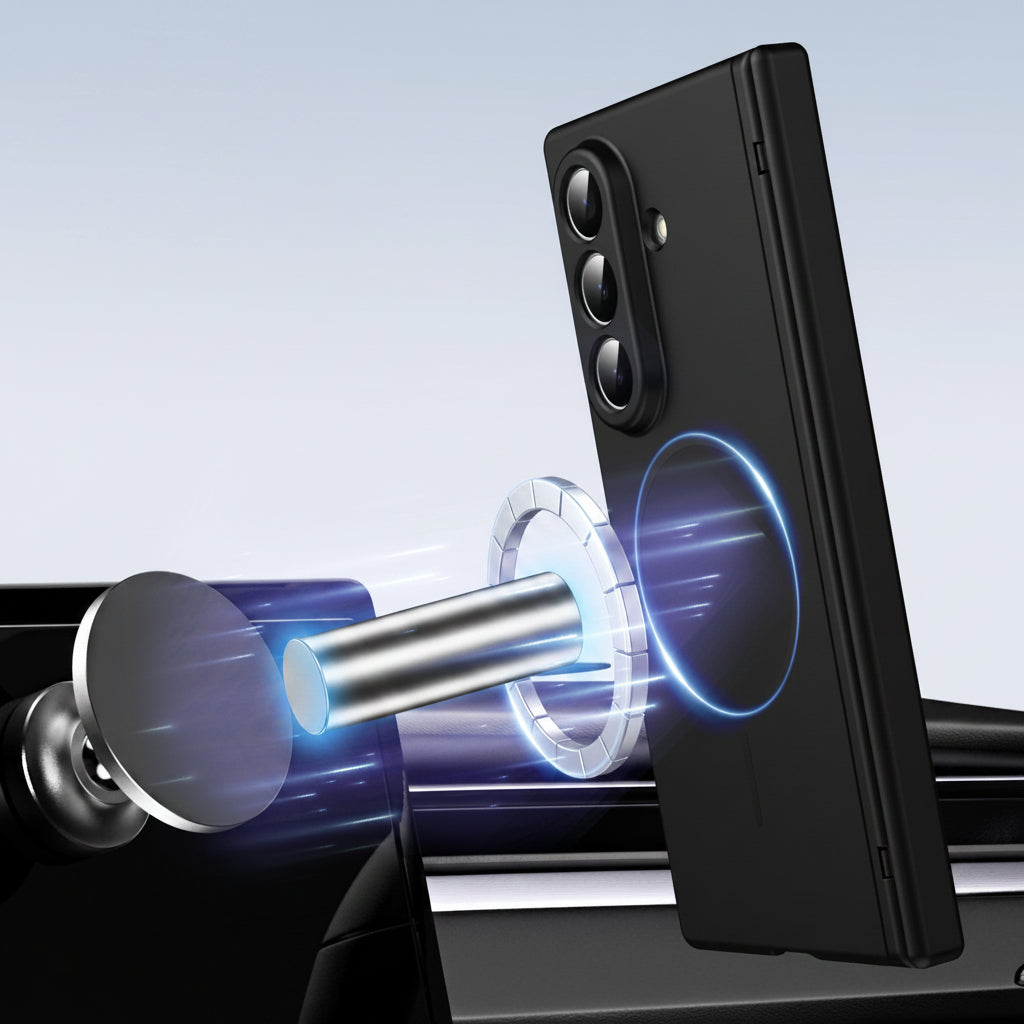 Samsung Z Fold series foldable with a skin-feel, thin magnetic closure and full coverage, including a central axis protective case (Exclusive)