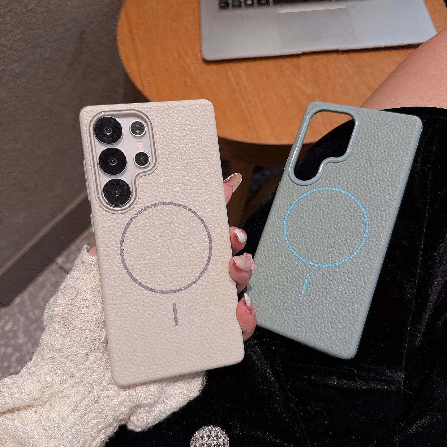 Samsung Ultra series Litchi Pattern Soft Shell Magnetic Case  (Exclusive)