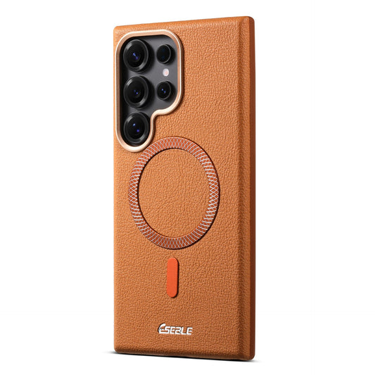 Samsung Ultra Pebbled Leather Texture Magnetic Phone Case (Exclusive)