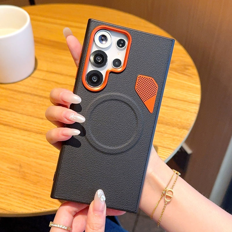Samsung Ultra series Heat Dissipation and Breathability, Light Luxury Plain Leather Case (Exclusive)