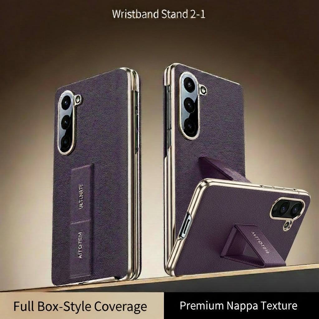 Samsung Fold Series leather wristband dual-axis flip phone Case (Exclusive)
