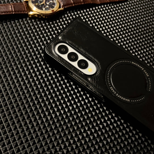 Samsung Fold series business men's retro oil-wax textured leather case (Exclusive)