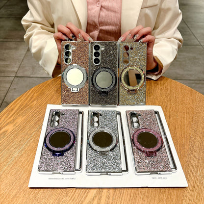 Samsung Fold Electroplated Flash Diamond Mirror Stand Folding Case (Exclusive)