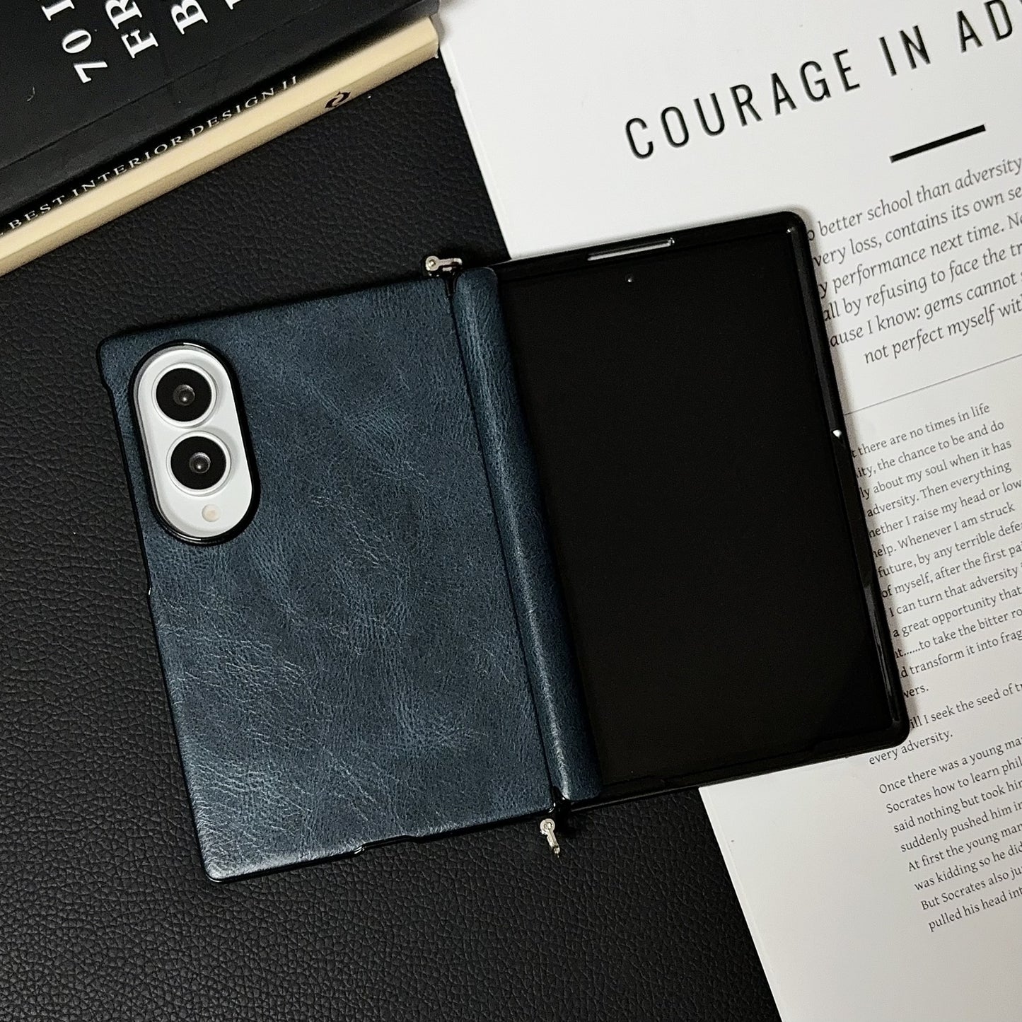 Samsung Fold series wide folding crazy horse phone case (Exclusive)