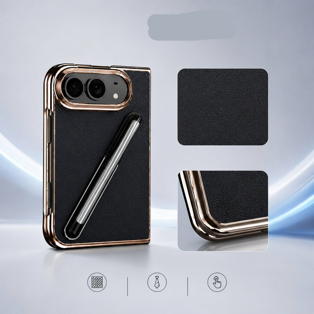 Apple iPhone Ultra Fold Electroplated Edge Vegan Leather Drop-Proof Business Case (Exclusive)