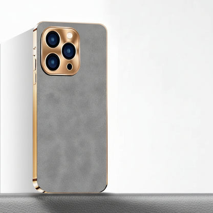 Apple Iphone Lambskin Electroplated Anti-Fall High-End Leather Protective Case (Exclsuive)
