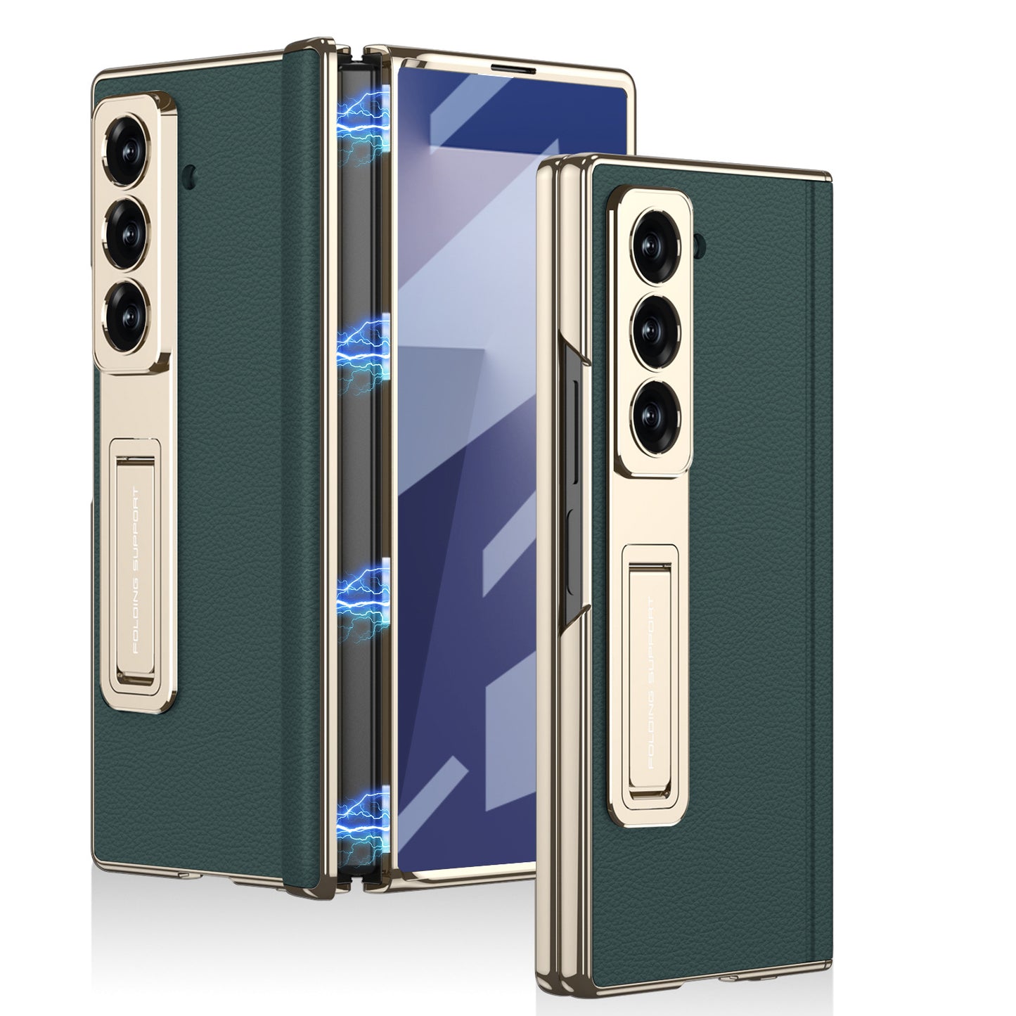 Samsung Fold Series Electroplated Bracket Plain Leather Magnetic Hinge Business Anti-Fall Protective (Exclusive)