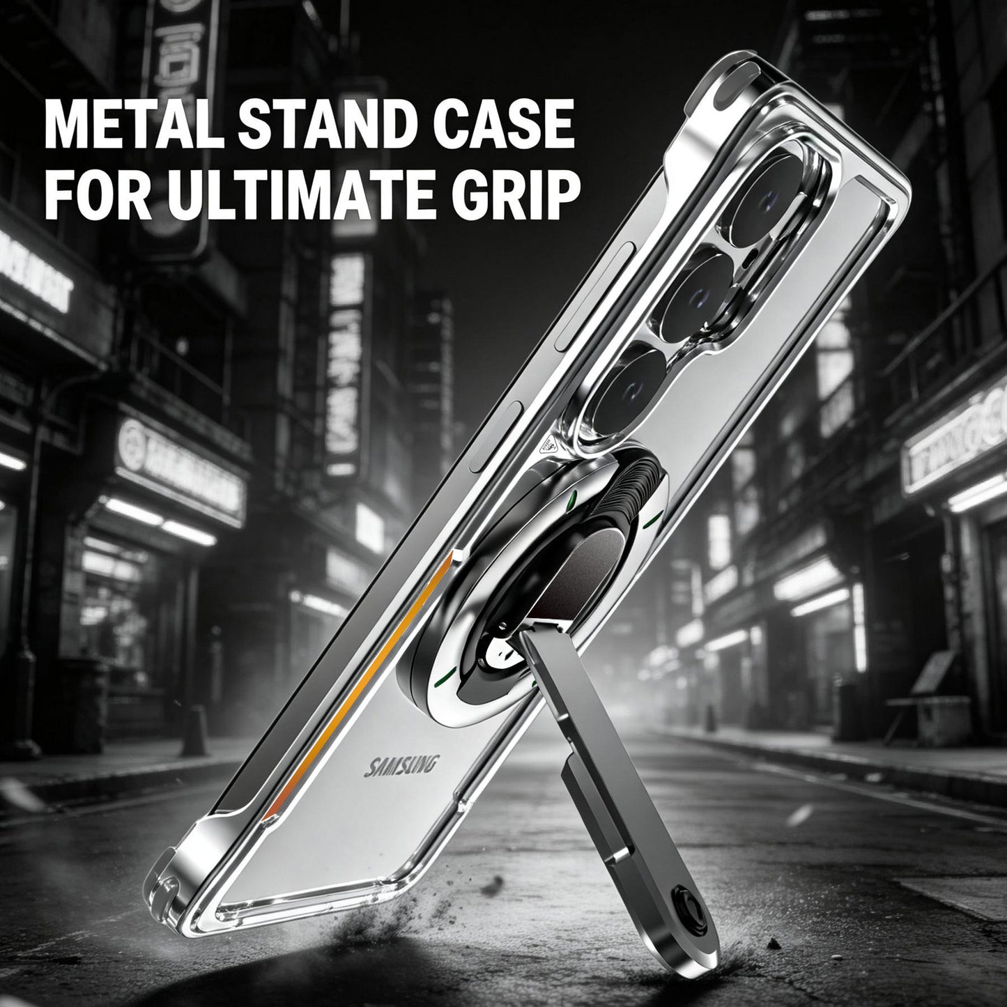 Apple Iphone & Samsung ultra rotating stand with film, metal frame, magnetic stand, protective case (Exclusive)