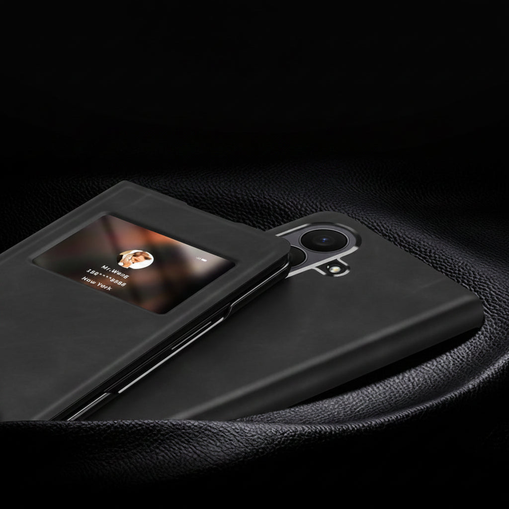 Samsung Fold Series Dual-Window Luxury Nappa Texture Magnetic Protective Case (Exclusive)