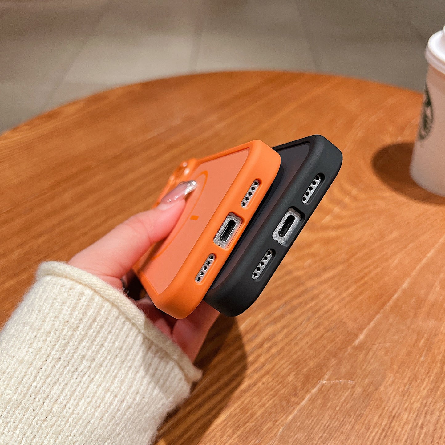 Apple Iphone Color Block Magnetic Skin Feel Frosted Cover