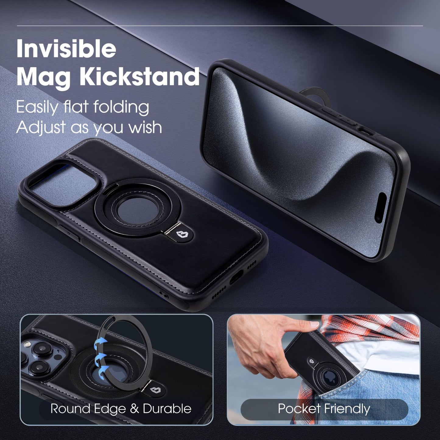 Apple Iphone Stand Phone Case, Business High-End Leather Anti-Fall Protective Case (Exclsuive)