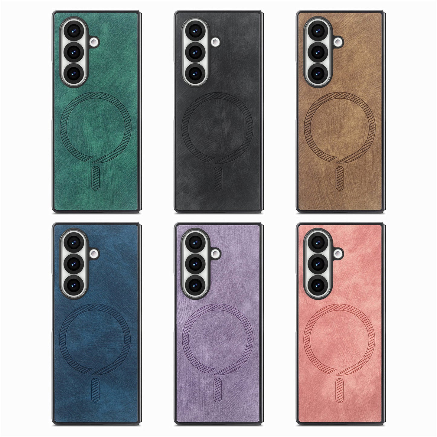 Samsung Z Fold Series cover Magnetic leather Texture Protective cover  (Exclusive)