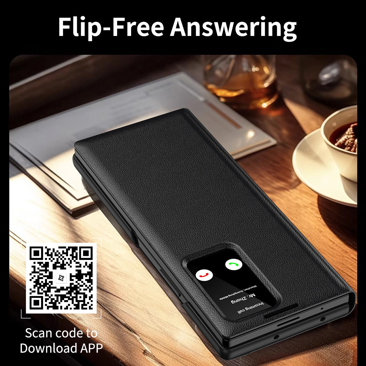 Samsung Fold Series Smart Window Card, Business Leather Case, Flip Cover, Anti-Fall Case (Exclusive)