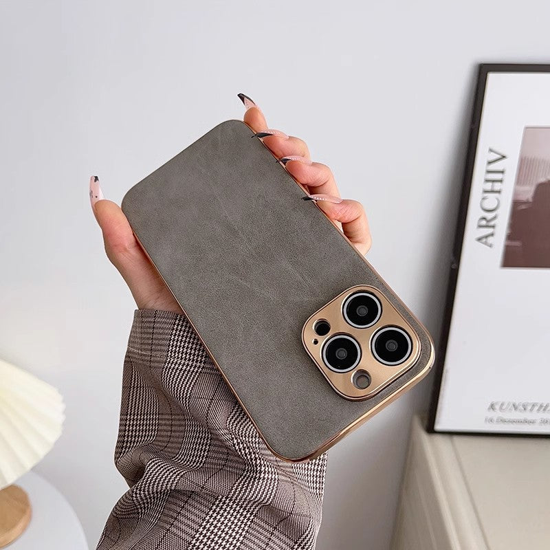 Apple Iphone Lambskin Electroplated Anti-Fall High-End Leather Protective Case (Exclsuive)