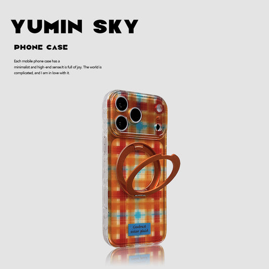 Apple Iphone Colorful Plaid 360-Degree Rotating Stand Case (Exclusive)