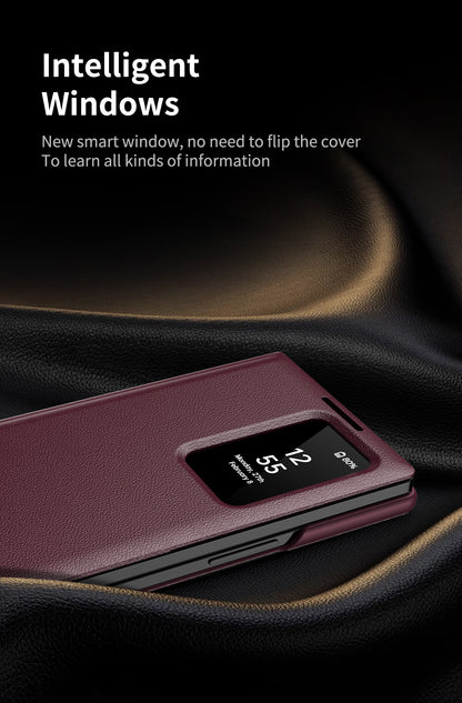 Samsung Fold Series Smart Window Card, Business Leather Case, Flip Cover, Anti-Fall Case (Exclusive)