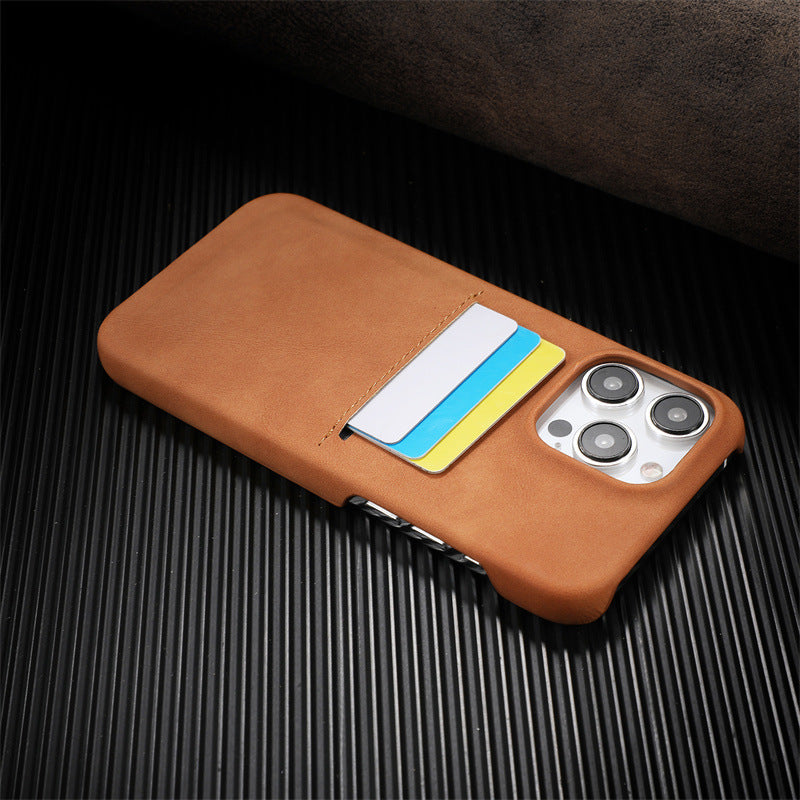 Apple Iphone series Skin-Like Sheepskin Half-Cover Card-Inserting Phone Case, Anti-Drop Protective Case (Exclusive)