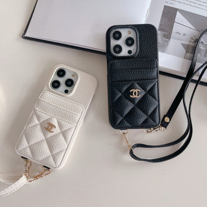 Apple Tweed Style Card Diagonal Leather Halter Case (Exclusive)