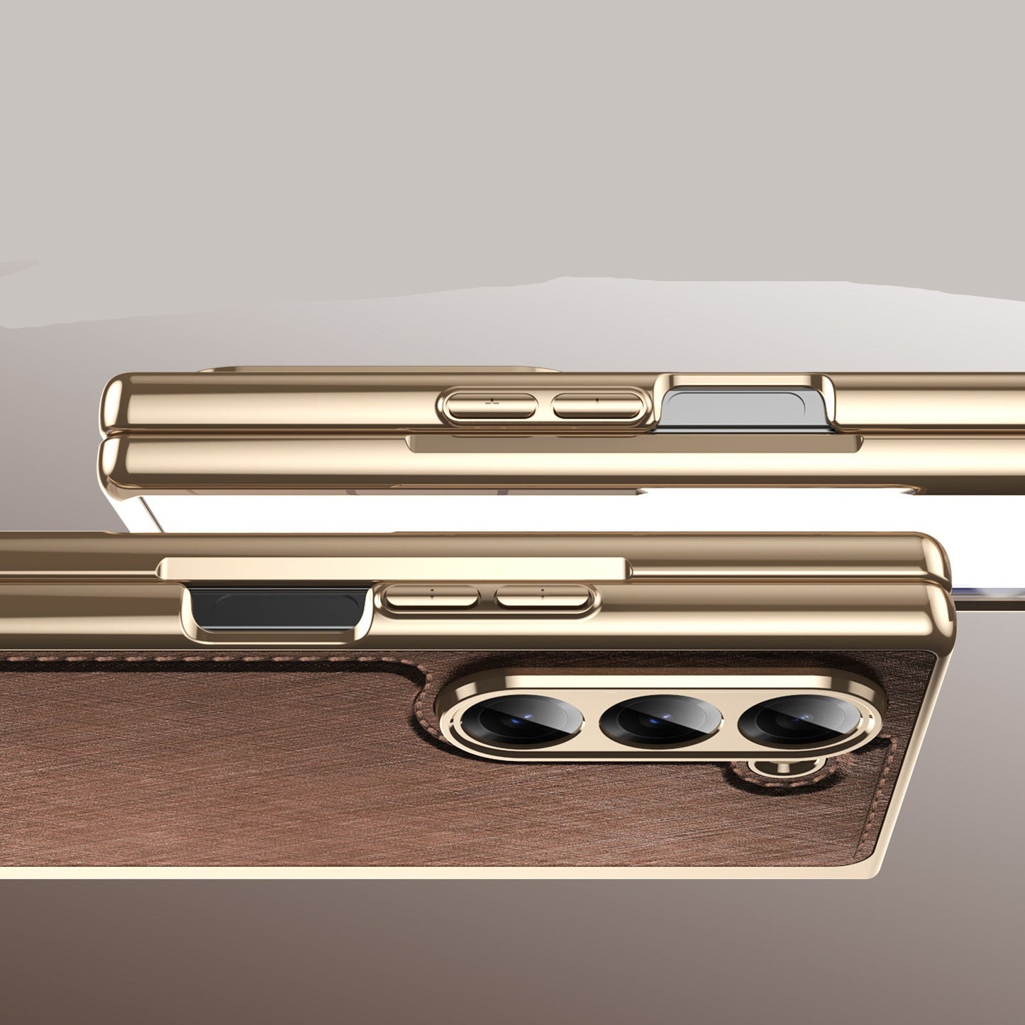 Samsung Fold series Leather Texture Gold-Plated Electroplated Folding Phone Case (Exclusive)