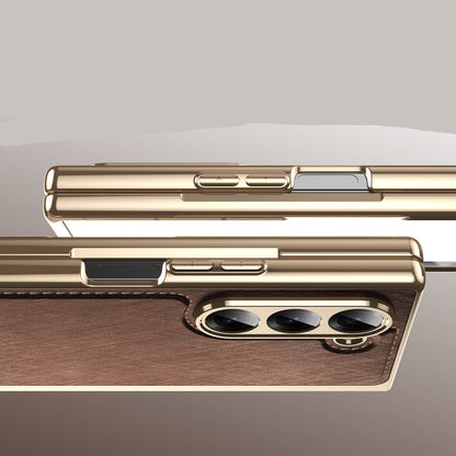 Samsung Fold series Leather Texture Gold-Plated Electroplated Folding Phone Case (Exclusive)