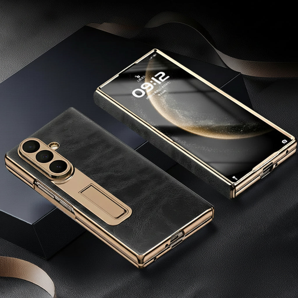 Samsung Fold Oil Wax Leather Case Film Integrated Central Axis Full-Cover Protective Case (Exclusive)