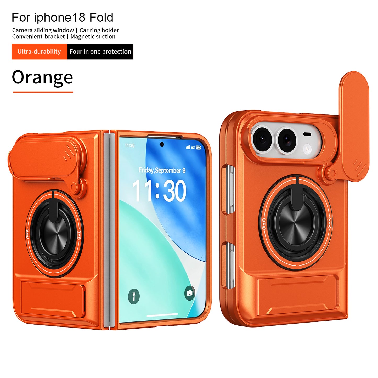 Apple iPhone Ultra Fold Shunjia sliding window Ultra stand, magnetic anti-drop phone case (Exclusive)