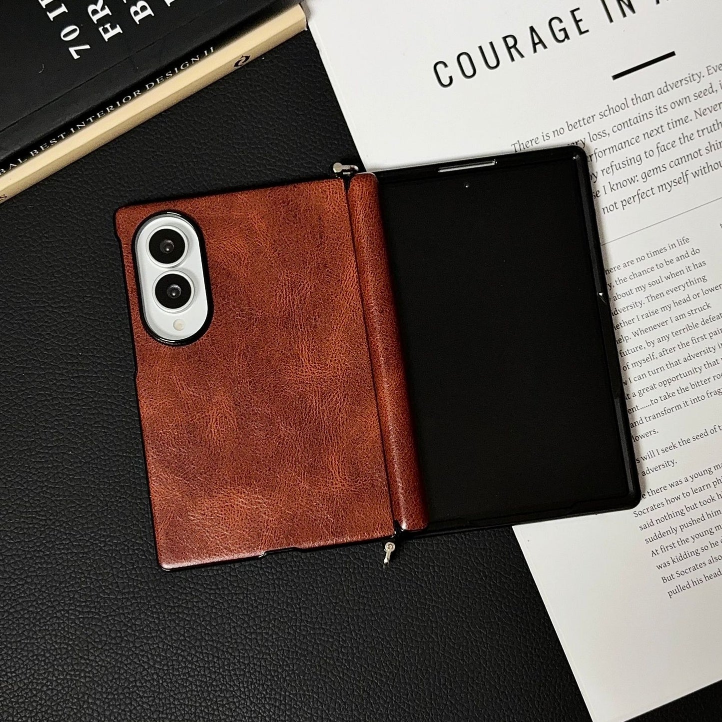 Samsung Fold series wide folding crazy horse phone case (Exclusive)