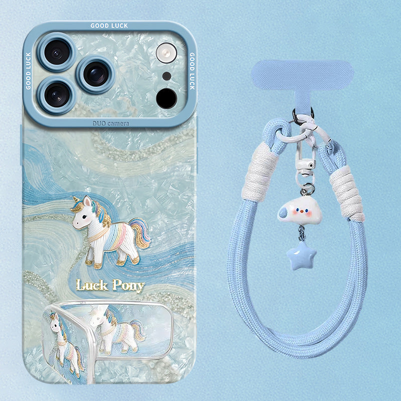 Apple Iphone Horse Silk Pony Case with Mirror Stand and Hand Strap (Exclusive)