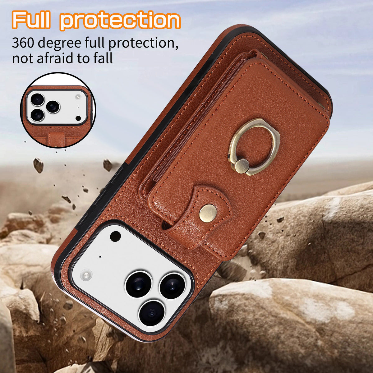 Apple iPhone Ring Buckle Accordion Crossbody Lanyard Card Holder Case (Exclusive)