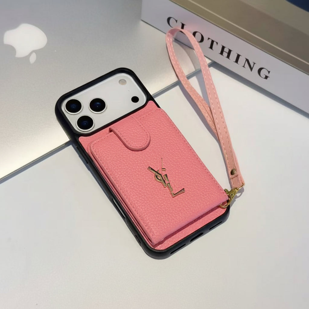 Apple Iphone series Casual card holder , Pebbled leather phone case ( Exclusive )