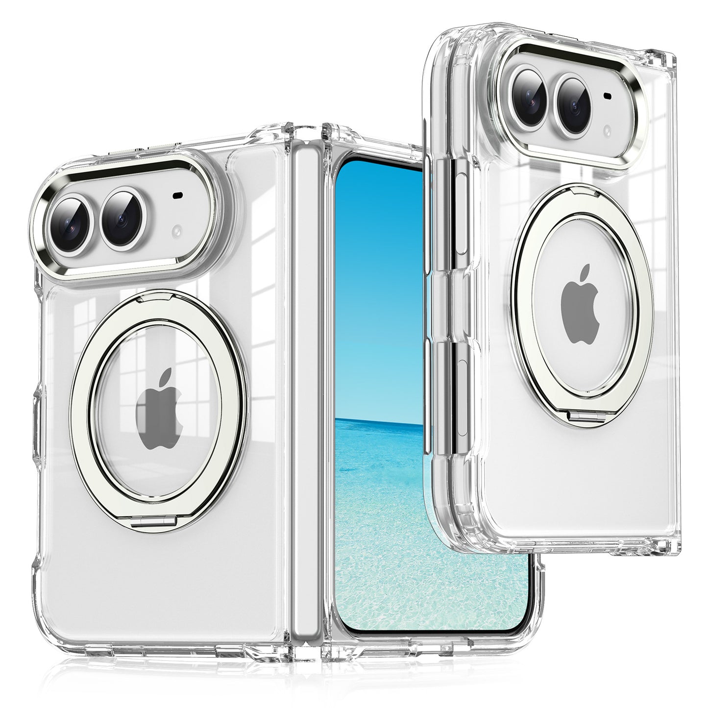 Apple iPhone Ultra Series Fold transparent folding magnetic rotating stand phone acrylic drop-proof protective case(Exclusive)
