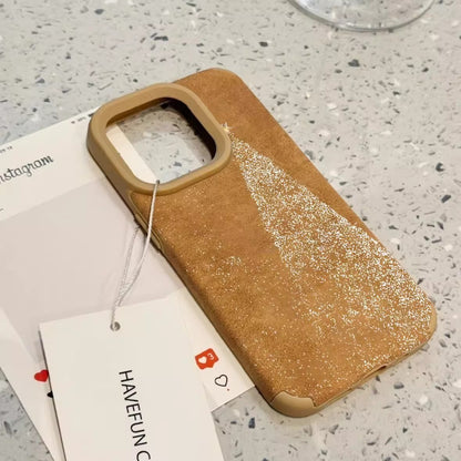 Apple Iphone White Dot Christmas Tree Suede Case (Exclusive)
