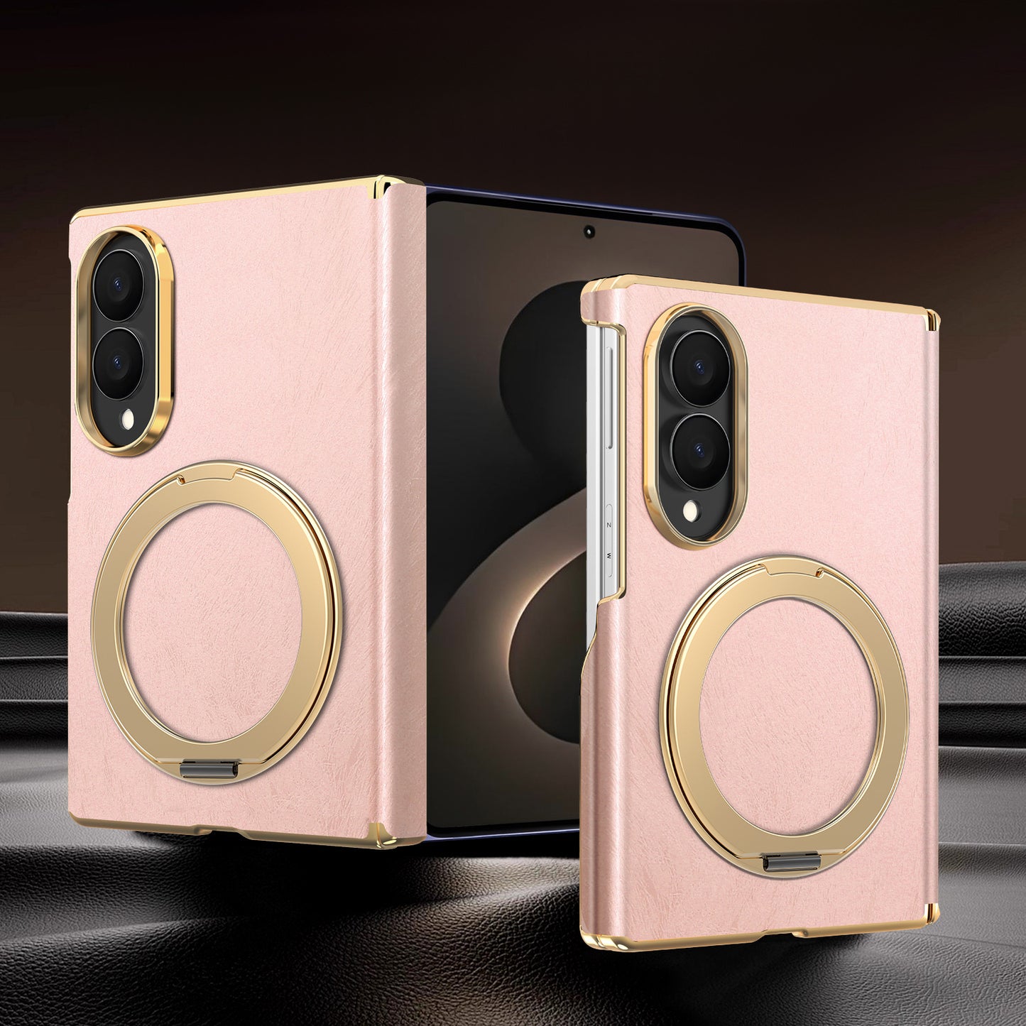 Samsung Fold series screen velvet dual-axis phone case, magnetic rotating stand Case (Exclusive)