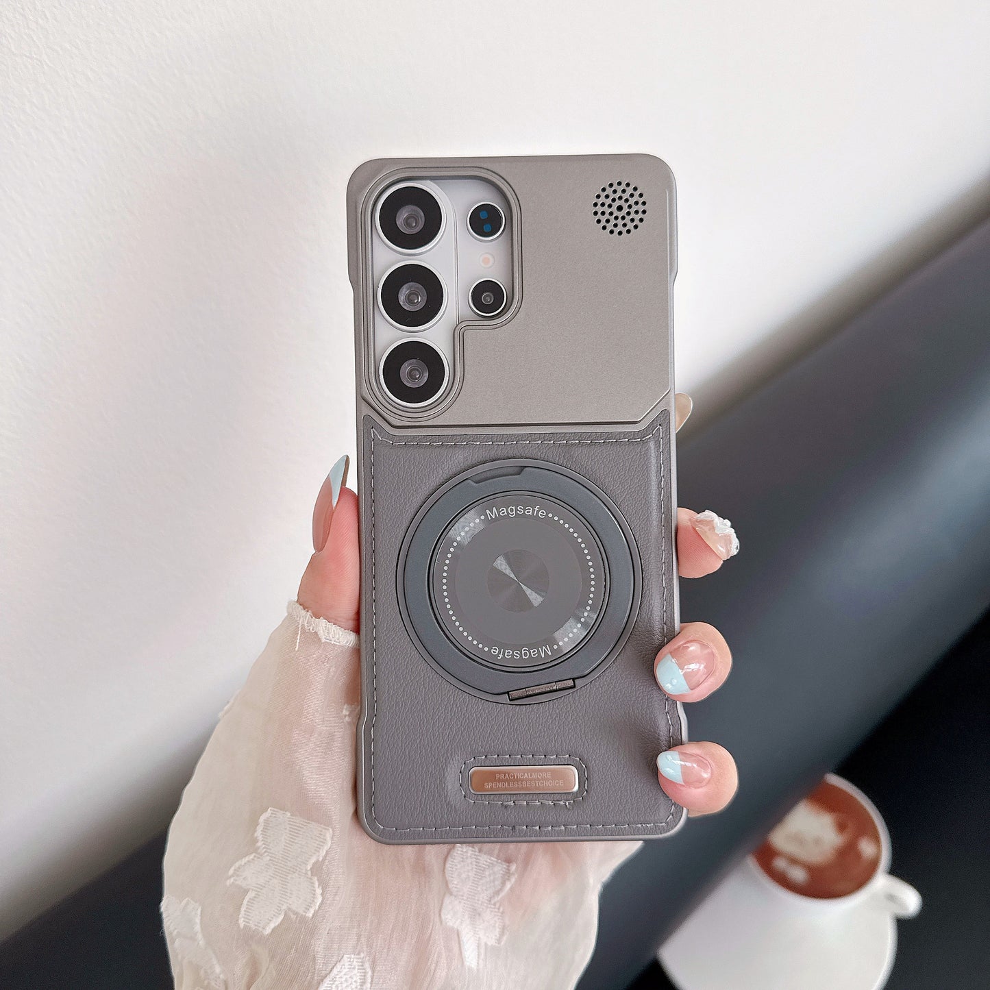 Samsung Ultra Series leather texture Magsafe compatible rotating Case (Exclusive)
