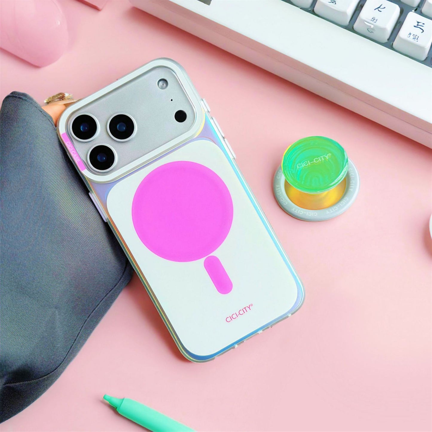 Apple Iphone Macaron High-End Laser Pure Magnetic Suction Holder Case (Exclusive)