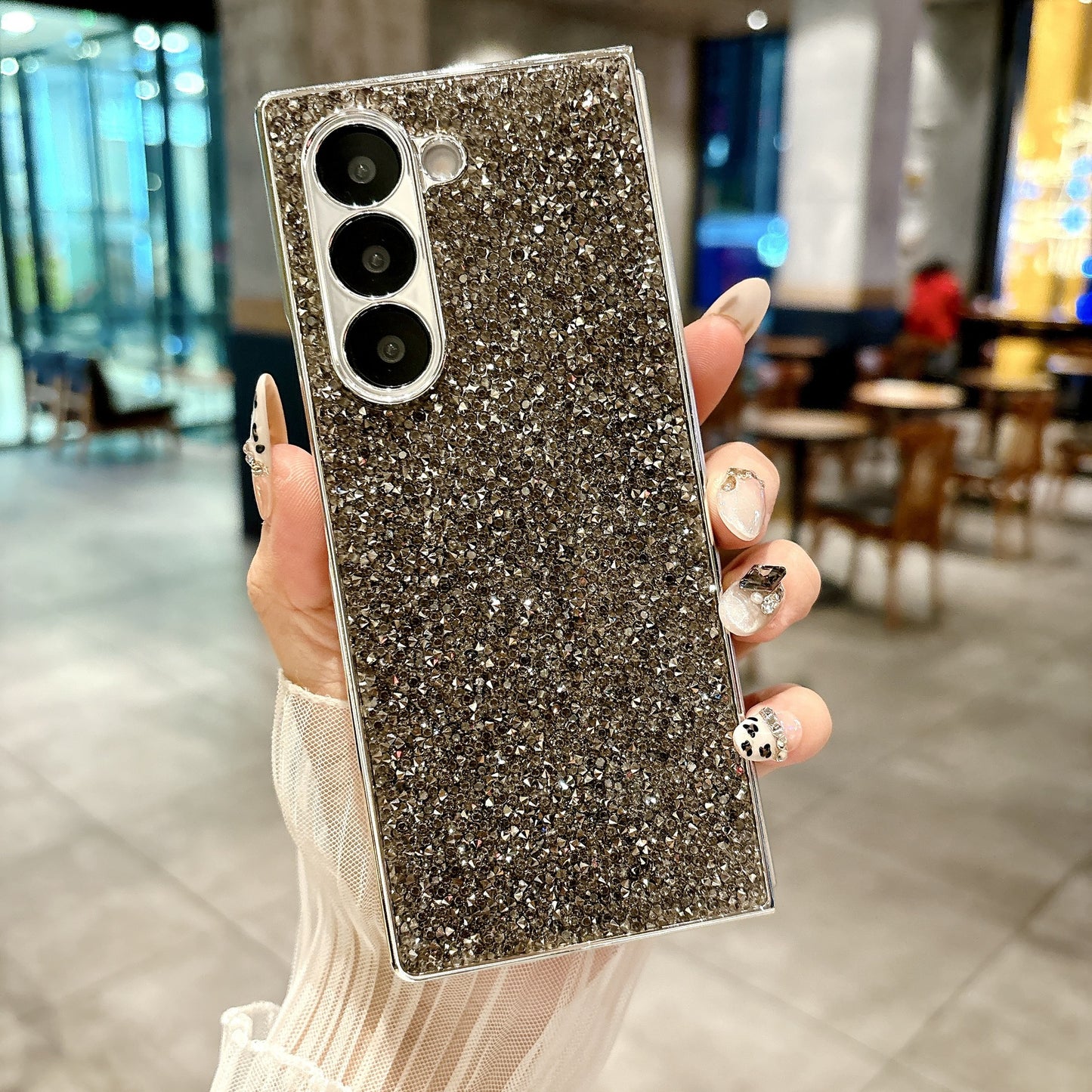 Samsung Fold series Electroplated Sparkling Glitter Large Diamond Folding Case (Exclusive)
