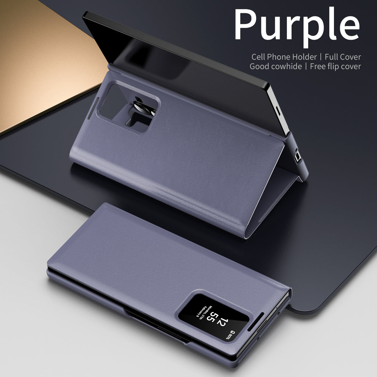 Samsung Fold Series Smart Window Card, Business Leather Case, Flip Cover, Anti-Fall Case (Exclusive)