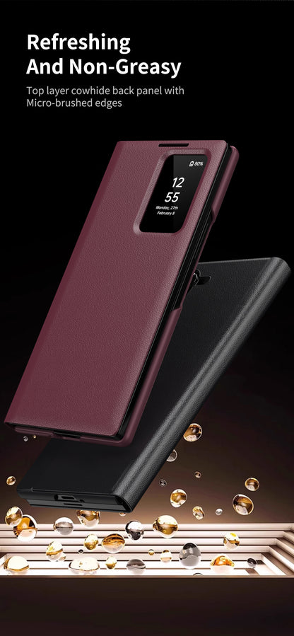 Samsung Fold Series Smart Window Card, Business Leather Case, Flip Cover, Anti-Fall Case (Exclusive)