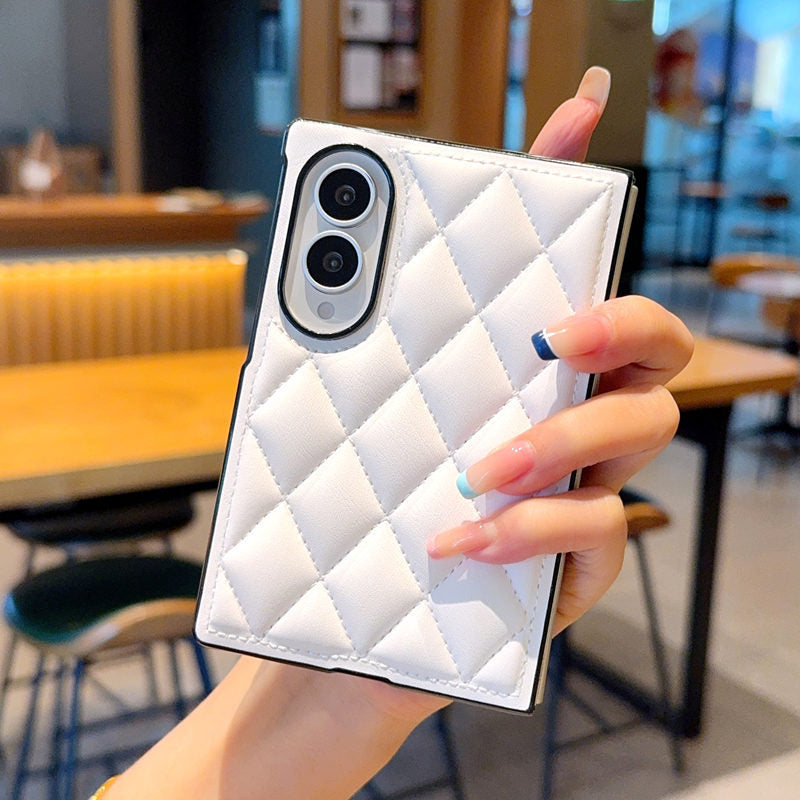 Samsung Fold premium leather stylish Chanel-style women's case (Exclusive)