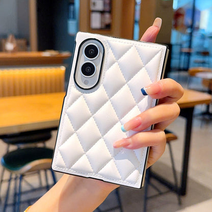 Samsung Fold premium leather stylish Chanel-style women's case (Exclusive)