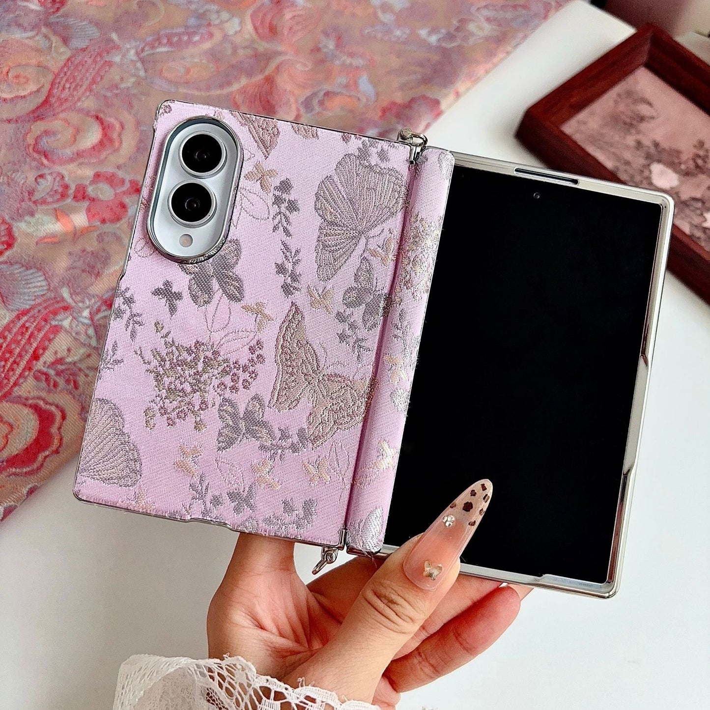 Samsung Fold Embroidery Side Buckle and Front Frame Central Drop Protection Case (Exclusive)
