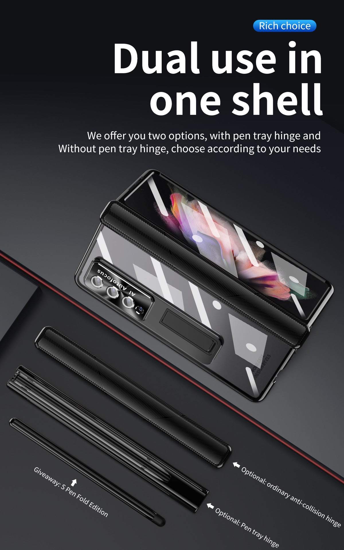 Samsung Fold Series Magnetic Hinge Folding Protective Case W22 Electroplated Lens Film Leather Case Suitable (Exclusive)