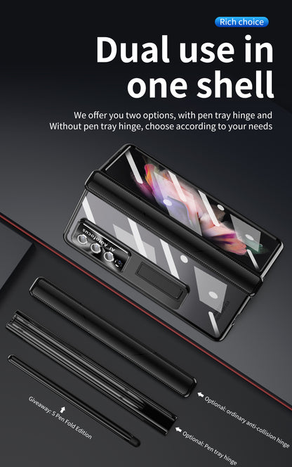 Samsung Fold Series Magnetic Hinge Folding Protective Case W22 Electroplated Lens Film Leather Case Suitable (Exclusive)